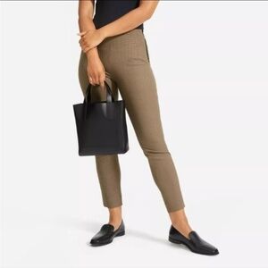 Everlane side zip cotton pants in brown houndstooth